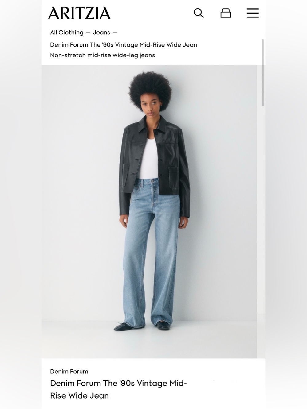 Denim Forum The ’90s Vintage Mid-Rise Wide Jeans 26 - Picture 9 of 9